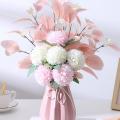 Hydrangea Artificial Flowers Wedding Bouquet Fake Flower(pink White)