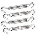 2pcs M8 Turnbuckle Wire Tensioner,304 Stainless Steel Hook Rope Cable
