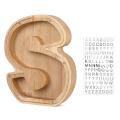 Wooden Personalized Piggy Bank Toy Alphabet for Kids (alphabet-s)