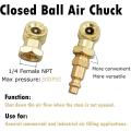 6pcs Brass Chuck Set,1/4 Inch Closed Ball Air &closed Flow Tire Chuck