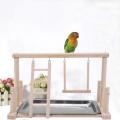 Wood Stand and Stainless Steel Tray Pet Bird Frame Training Stand