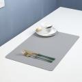 4 Pieces Of Artificial Leather Table Mat, Gray/blue/yellow/green