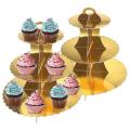 Cake Stands 3 Tier Cardboard Cupcake Stand for Christmas Party Golden