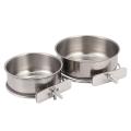 2-pack Bird Parrot Cups with Clamp Stainless Steel Food Water Bowls