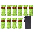 10 Pack 4mm Camping Rope Reflective Guy Lines with Aluminum,green