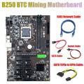 B250 Btc Miner Motherboard with Sata 15pin to 6pin Cable+rj45 Cable