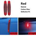 4pcs Super Red Reflective Stickers Black Carbon Fiber Strips