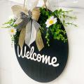 Front Door Welcome Sign Front Porch Country Wreath Hanging Sign