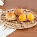 Rattan Round Fruit Tray with Handle Storage Tray Pastoral Rattan Tray