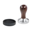 51mm Coffee Tamper with Mat Stainless Steel Flat Base Wooden Handle