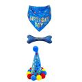 Dog Birthday Bandana Hat Bone Toy Dog Party Set Happy Birthday (blue)