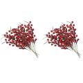 20pcs Artificial Red Berries Fake Flowers Fruits Berry Stems Crafts