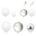White Silver Balloon Garland Arch Kit-125 Pieces Confetti Balloons