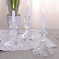 Glass Candle Holder, Taper Candlestick , Vintage Cut Crystal 3 Pieces