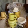 Fashion Ceramic Creative Coffee Cup with Tray Home Decor Purple