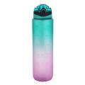 1000ml Water Bottle with Time &straw Large Wide Mouth Leakproof C