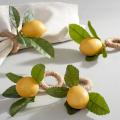4pcs Simulation Lemon Plant Napkin Ring Fruit Meal Buckle Napkin Ring