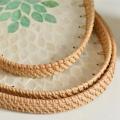 3 Pack Rattan Shell Tray Creative Woven for Living Room Fruit Basket