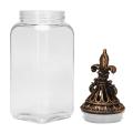 1pcs Retro Glass Storage Jar Carving Cover Tea Caddy Home Ornaments B
