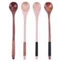 4 Pcs Wooden Spoons Teaspoon Ice Cream Spoon for Coffee Tea Jam Salts