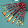 10 Pieces Of Nylon Wool and Wood Watercolor Brush Set Artist Brushes