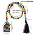41.3 Inches Halloween Wood Bead Garland with Tassel Tag Wood Beads