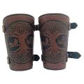 Viking Arm Bracers Leather Armor Cuffs Larp Bracers Embossed, Brown