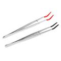2 Pcs Bent Rubber Tip Stainless Steel Tweezers for Lab Jewelry Making