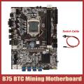 B75 Btc Mining Motherboard+switch Cable Lga1155 8xpcie Usb Adapter