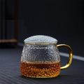 Household Glass Teacup for Office Tea Infuser Milk Rose Flower Mug