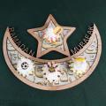 Moon Star Wooden Eid Decoration for Home Muslim Decor Food Tray(c)