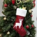 Christmas Socks Gift Bag Kenaf Embroidery Christmas Socks Elk