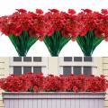 16 Pcs Bundles Artificial Flowers for Garden Porch Window Box Red