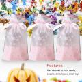 300 Pcs Party Favor Bags, Plastic Drawstring Gift Treat Bag (flower)