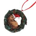 1pcs Christmas Small Animal Wreath Swing Ornament with String F