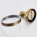 Bathroom Brass Round Chassis Antique Craft Toilet Brush Holder Set