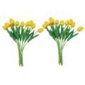 10pcs Yellow Latex Real Touch Tulip Flower with Leaves for Wedding