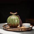 Pumpkin Style Tea Jar Ceramic Tea Barrel Black Tea Sealed Tank Blue