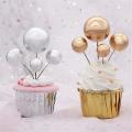 40 Pcs Mini Gold Ball Cupcake Toppers for Birthday Party Decoration