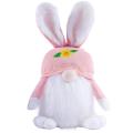 Easter Bunny Ornament with Lights Knitted Wool Hat Rabbit Doll, Pink