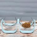 Transparent Cat-ear-shaped Food Water Bowl Detachable Adjustable B