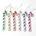 6pcs Christmas Tree Decoration Plastic Candy Cane Pendant, Silver