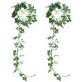 Artificial Rose Vine Garland with 69 Heads for Home(white, 2pcs)