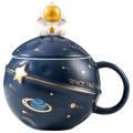 Cute Astronaut Mug with Lid & Spoon, Mug for Coffee, Dark Blue