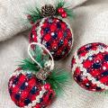 Christmas Lattice Ball Ornaments, Buffalo with Pine Cones and Belt