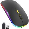 Led Wireless Mouse,with Usb & Type-c Receiver, for Laptop(black)