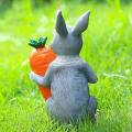 Resin Easter Bunny Statue Rabbit Holding Carrot Figure Decoration
