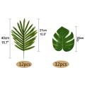 24 Pcs 2 Kinds Tropical Plant Artificial Palm Leaves Turtle Leaf