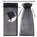 30pcs Black Organza Wine Bottle Bags, with Drawstring for Halloween