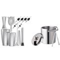 Ice Buckets with Stainless Steel Ice Tongs,silver for Camping